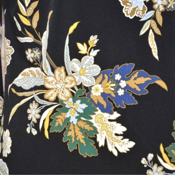 Liz Claiborne Career Ladies Black Floral Pleated Blouse Top Size M Long Sleeves - Picture 8 of 10